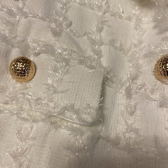 a.Peach Fuzzy White Jacket With Gold Buttons - Picture 7 of 11